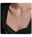 Double Pendant Rhinestone Silver Necklace SPE-2283